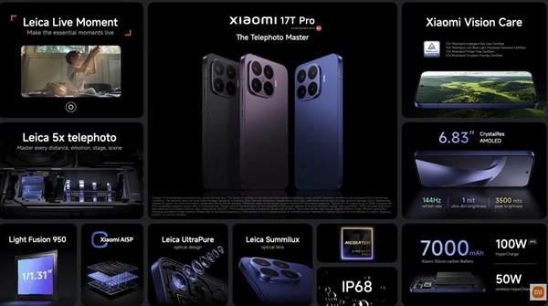小米17T系列正式发布：小米最强天玑旗舰来了 5900元起
