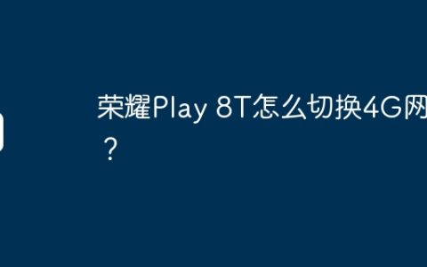 荣耀Play 8T怎么切换4G网络？