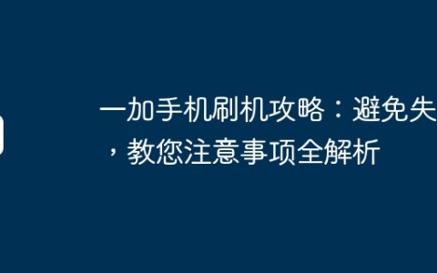 一加手机刷机攻略：避免失误，教您注意事项全解析