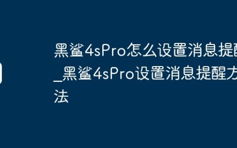 黑鲨4sPro怎么设置消息提醒?黑鲨4sPro设置消息提醒方法