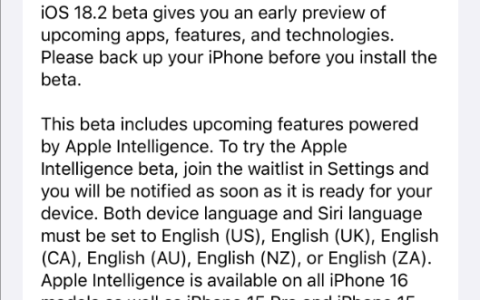 iOS 18.2 beta4发布?本次注重修复