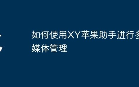 如何使用XY苹果助手进行多媒体管理