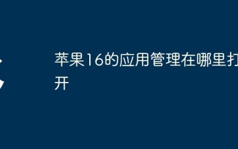 苹果16的应用管理在哪里打开