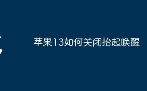 苹果13如何关闭抬起唤醒