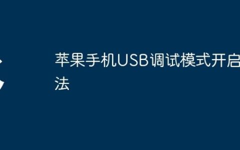 苹果手机USB调试模式开启方法