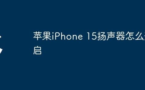 苹果iPhone 15扬声器怎么开启