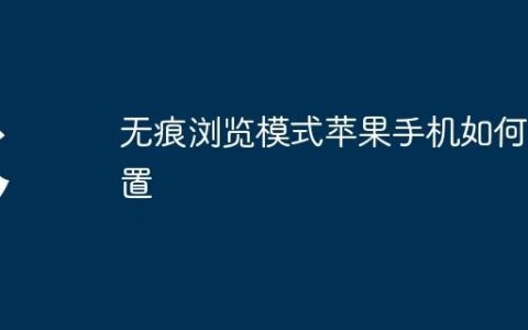 无痕浏览模式苹果手机如何设置