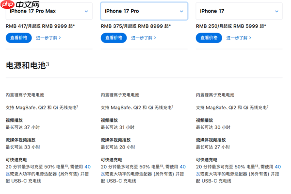 苹果良心了：iPhone 17系列支持40W快充 最高或达60W