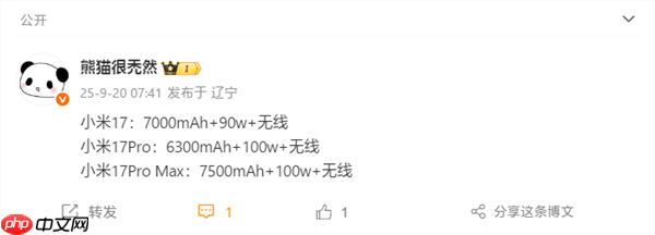 小米17系列全面兼容100W PPS通用充电协议:非原装充电器也能满血快充
