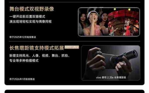 拍摄更强了！vivo X200系列功能升级：舞台模式双视野录像来了