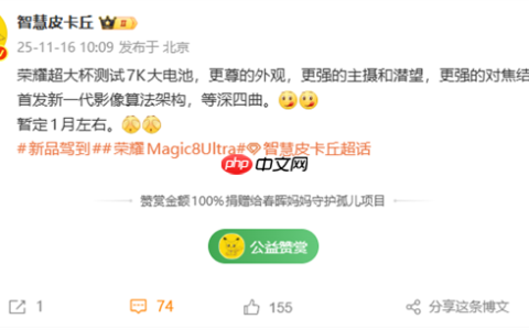 荣耀Magic8 Ultra有望明年1月发布：7000mAh大电池、外观更尊
