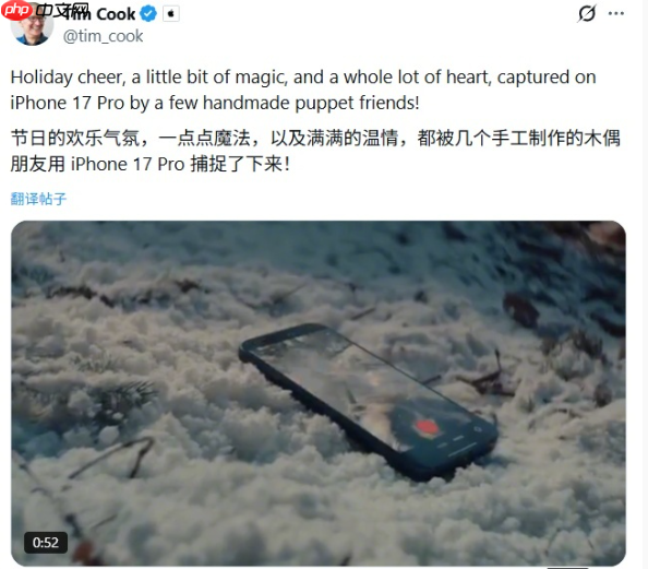 iPhone 17 Pro全程拍摄！库克点赞苹果2025假日短片