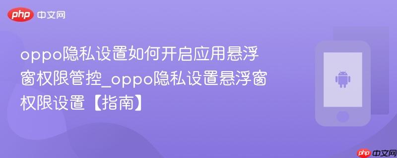 oppo隐私设置如何开启应用悬浮窗权限管控_oppo隐私设置悬浮窗权限设置【指南】