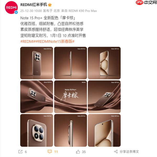 同级罕见等深微曲+龙晶玻璃！REDMI Note 15 Pro+新春版摩卡棕公布