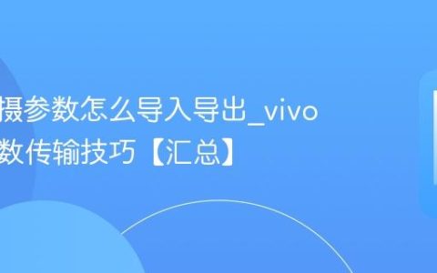 vivo拍摄参数怎么导入导出?vivo相机参数传输技巧【汇总】