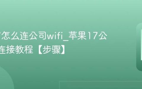 苹果17怎么连公司wifi?苹果17公司wifi连接教程【步骤】