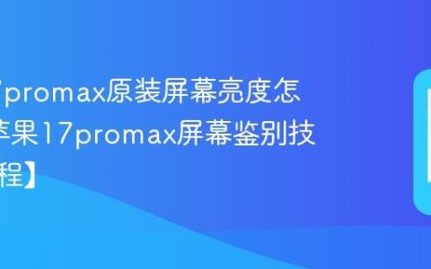 苹果17promax原装屏幕亮度怎么辨?苹果17promax屏幕鉴别技巧【教程】