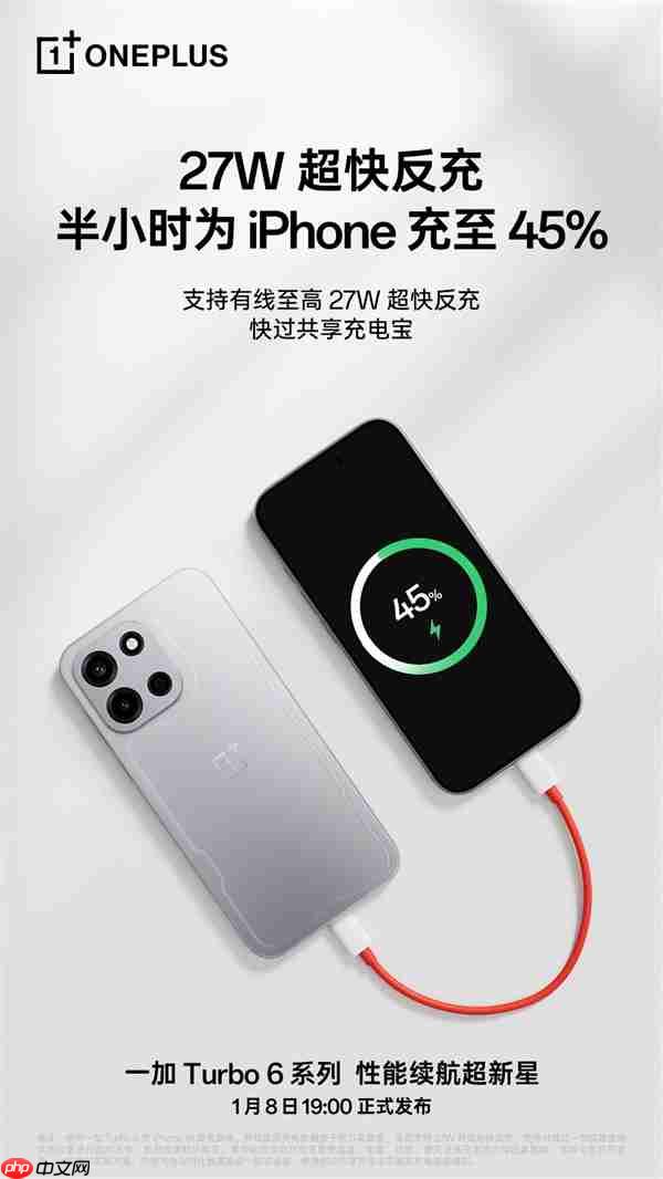 一加Turbo 6搭载9000mAh巨量电池：支持27W反冲！半小时充iPhone 45%