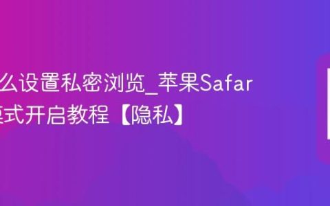 苹果怎么设置私密浏览?苹果Safari无痕模式开启教程【隐私】