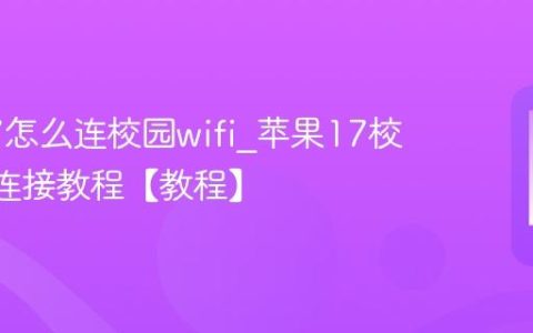 苹果17怎么连校园wifi?苹果17校园wifi连接教程【教程】