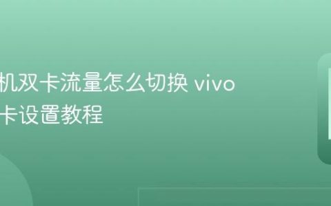 vivo手机双卡流量怎么切换 vivo手机双卡设置教程