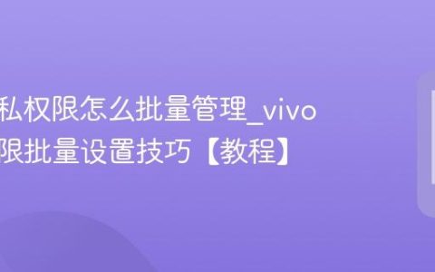 vivo隐私权限怎么批量管理?vivo应用权限批量设置技巧【教程】