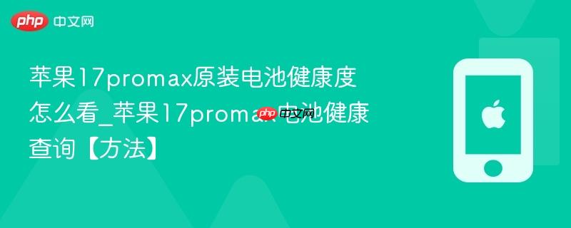 苹果17promax原装电池健康度怎么看_苹果17promax电池健康查询【方法】