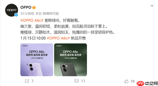 主打长续航超耐用！OPPO A6c 新品1月15日见
