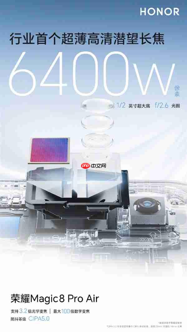 荣耀Magic8 Pro Air支持AI变焦阵列闪光灯：安卓独一家 亮度超iPhone