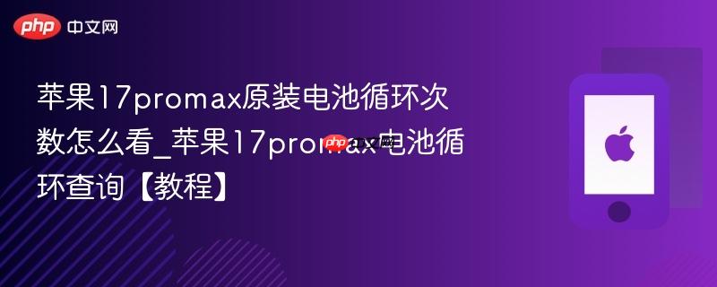 苹果17promax原装电池循环次数怎么看_苹果17promax电池循环查询【教程】