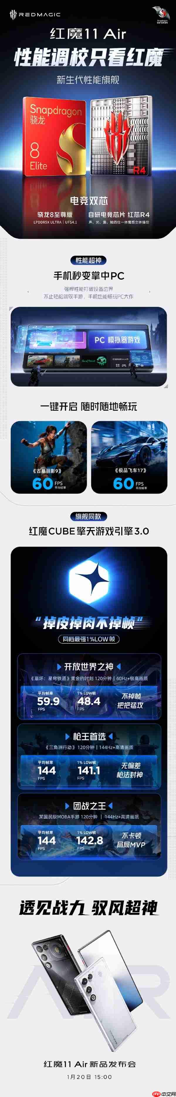 红魔11 Air搭载骁龙8至尊版+自研电竞芯片：手机也能玩PC大作