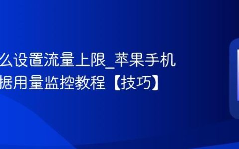 苹果怎么设置流量上限?苹果手机蜂窝数据用量监控教程【技巧】