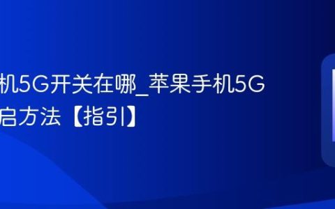 苹果手机5G开关在哪?苹果手机5G网络开启方法【指引】