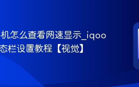 iqoo手机怎么查看网速显示?iqoo手机状态栏设置教程【视觉】