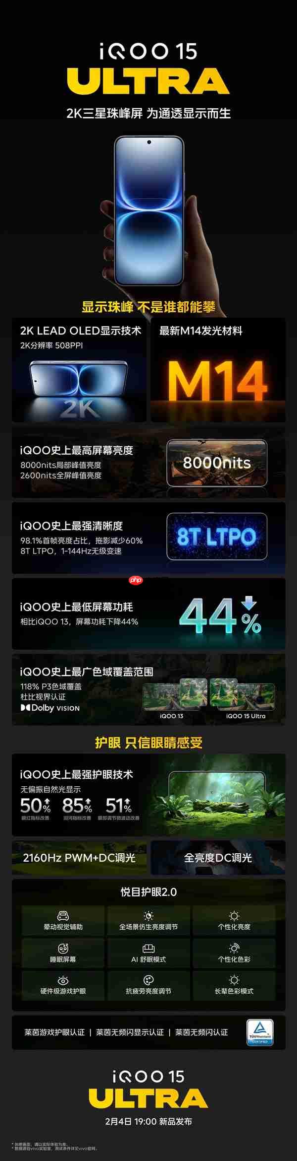 iQOO 15 Ultra官宣搭载2K三星珠峰屏：峰值亮度飙到8000nits