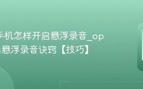 oppo手机怎样开启悬浮录音?oppo开启悬浮录音诀窍【技巧】