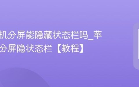 苹果手机分屏能隐藏状态栏吗?苹果手机分屏隐状态栏【教程】