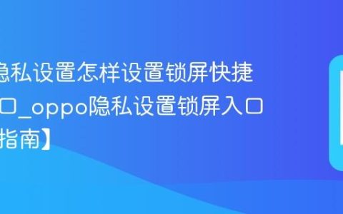 oppo隐私设置怎样设置锁屏快捷隐私入口?oppo隐私设置锁屏入口设置【指南】