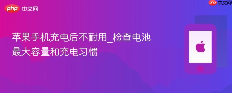 苹果手机充电后不耐用_检查电池最大容量和充电习惯