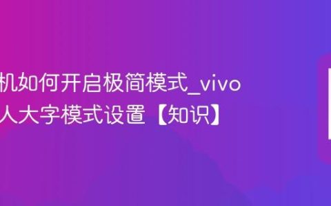 vivo手机如何开启极简模式?vivo手机老人大字模式设置【知识】