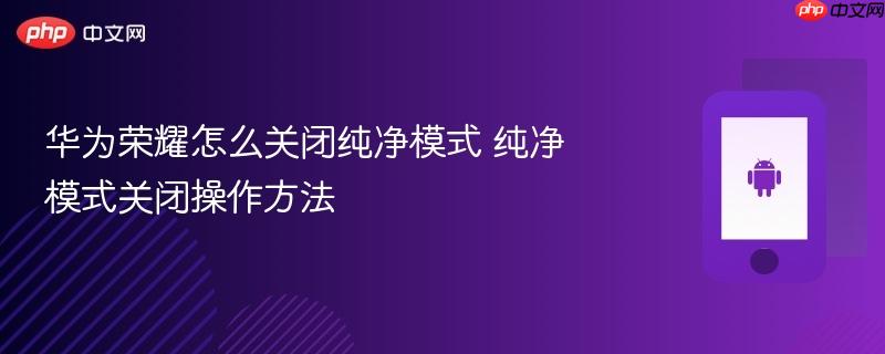 华为荣耀怎么关闭纯净模式 纯净模式关闭操作方法