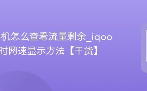 iqoo手机怎么查看流量剩余?iqoo手机实时网速显示方法【干货】