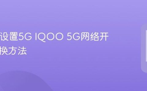 IQOO设置5G IQOO 5G网络开启及切换方法