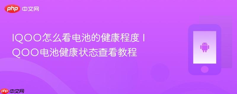 iqoo怎么看电池的健康程度 iqoo电池健康状态查看教程