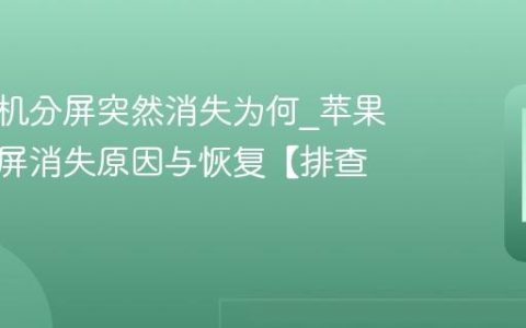 苹果手机分屏突然消失为何?苹果手机分屏消失原因与恢复【排查】