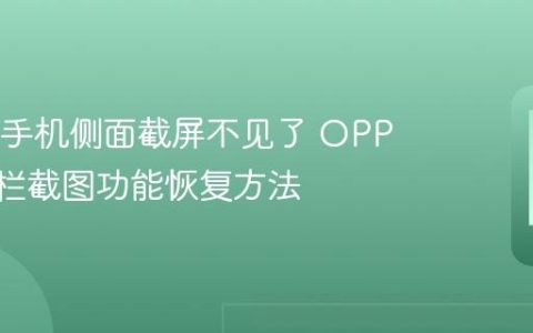 OPPO手机侧面截屏不见了 OPPO侧边栏截图功能恢复方法