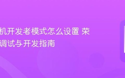 荣耀手机开发者模式怎么设置 荣耀手机调试与开发指南