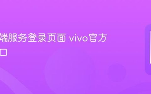 vivo云端服务登录页面 vivo官方网站入口