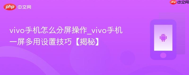 vivo手机怎么分屏操作_vivo手机一屏多用设置技巧【揭秘】