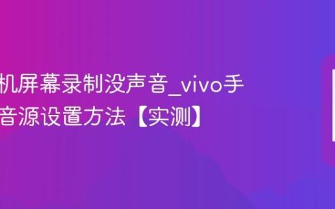 vivo手机屏幕录制没声音?vivo手机录屏音源设置方法【实测】